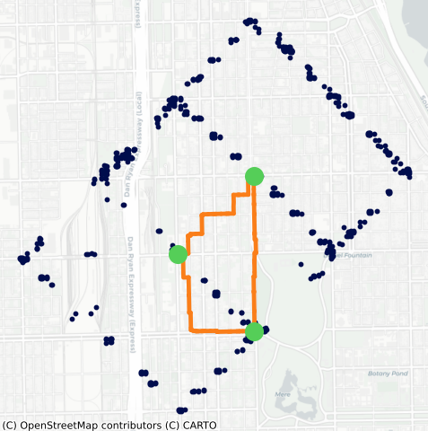 An example of an algorithmically generated walking route.